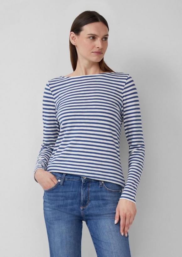 s.Oliver Lässiges Langarmshirt mit U-Boot-Ausschnitt - royalblau