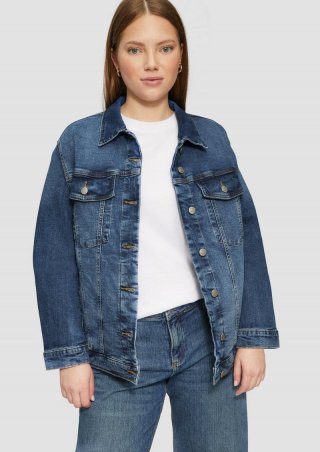s.Oliver Schmal geschnittene Denimjacke in authentischer Waschung - blau