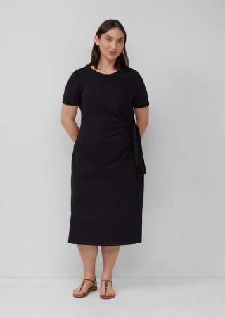 s.Oliver Jersey-Kleid mit Knotendetail und Raffung - schwarz