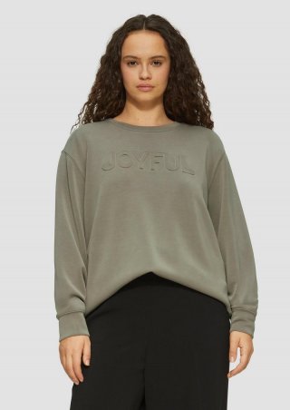 s.Oliver Scuba-Sweatshirt aus Modalmix mit 3D-Schriftzug - karamell