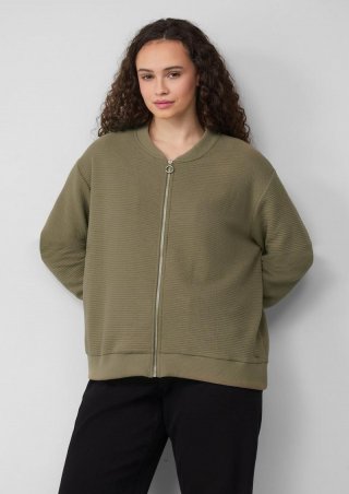 s.Oliver Strukturierter Sweatblouson - olivgrün