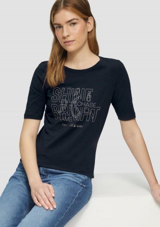 s.Oliver Jersey-T-Shirt im Slim Fit mit Frontprint - navy