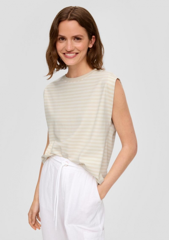 s.Oliver Gestreiftes Shirt im Relaxed Fit aus Interlock-Jersey - ecru