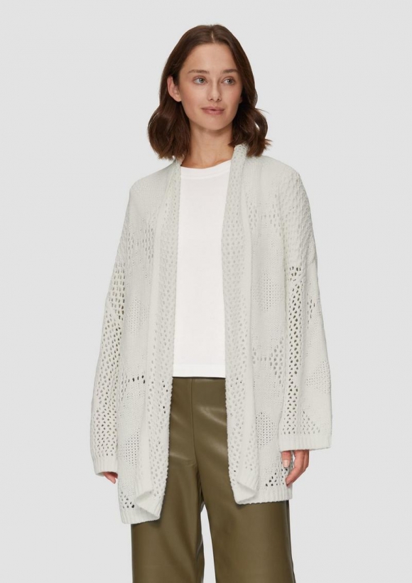 s.Oliver Oversized Cardigan mit Ajour-Muster - creme