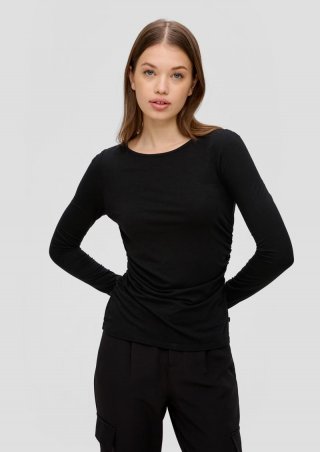 s.Oliver Jerseyshirt mit seitlichen Raffungen - schwarz