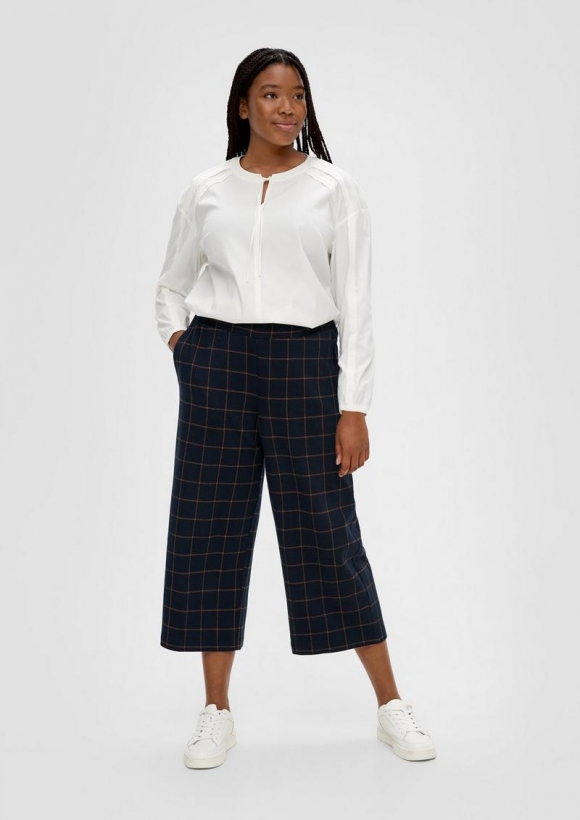 s.Oliver Regular: Culotte im Karomuster - navy