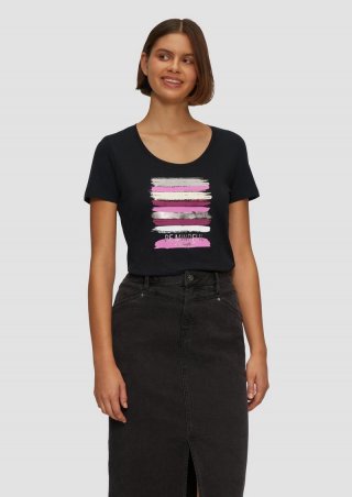 s.Oliver T-Shirt mit Frontprint - schwarz