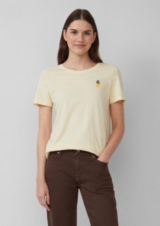 s.Oliver Jersey-T-Shirt mit Stickerei - helles zitrone