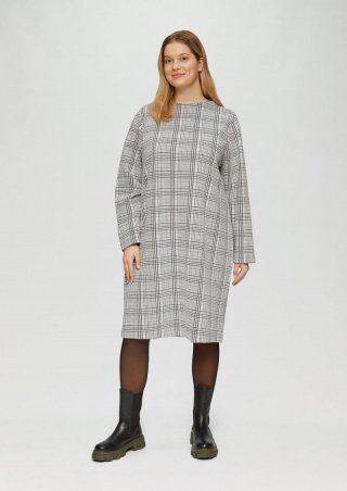 s.Oliver Gemustertes Sweat-Kleid mit Turtleneck - ecru