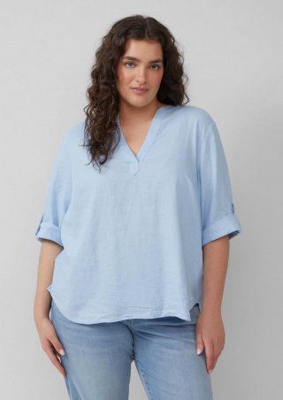 s.Oliver Leinenmix-Bluse mit Turn-up - hellblau