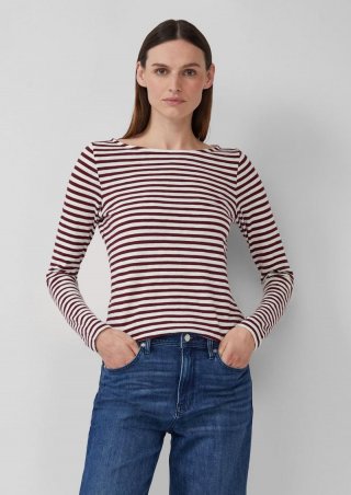 s.Oliver Lässiges Langarmshirt mit U-Boot-Ausschnitt - bordeaux