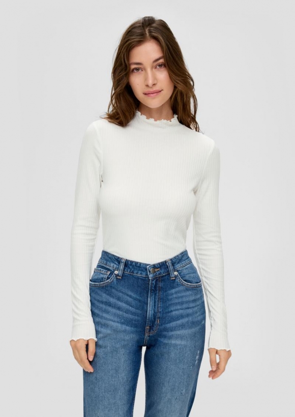 s.Oliver Longsleeve mit Rollsaum - ecru