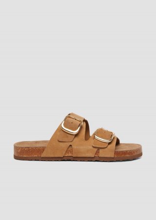 s.Oliver Pantoletten aus Leder - cognac