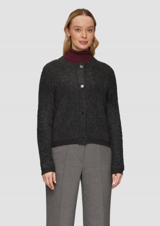 s.Oliver Strickjacke aus Bouclé im Wollmix - dunkelgrau