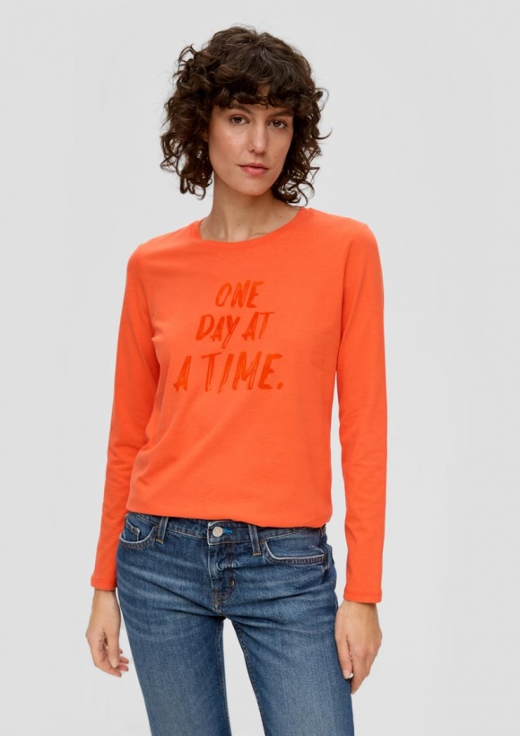 s.Oliver Longsleeve mit Effektprint - orange