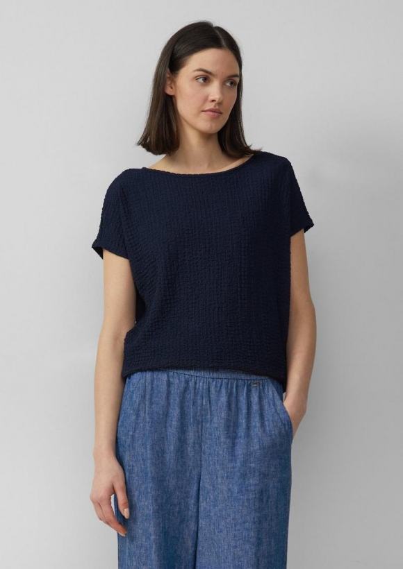 s.Oliver Relaxed-Fit-Shirt in Struktur-Optik - navy