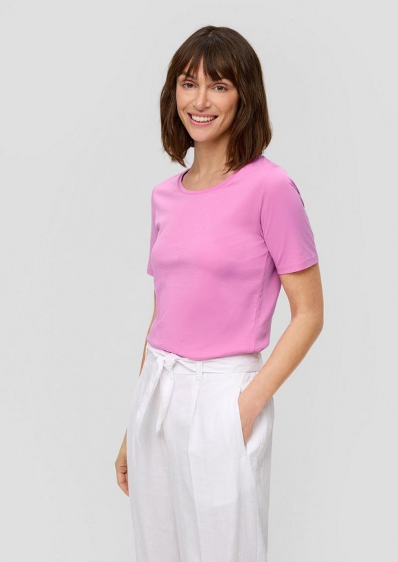 s.Oliver T-Shirt aus Interlockjersey im Slim Fit - rosa