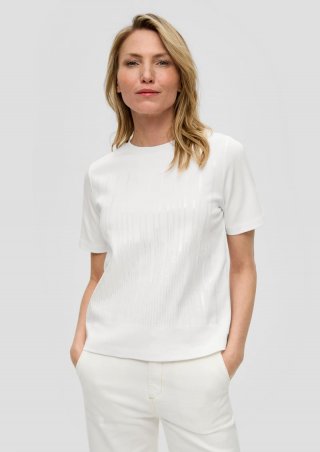 s.Oliver T-Shirt mit Pailletten - ecru