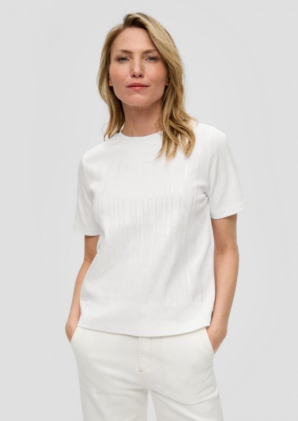 s.Oliver T-Shirt mit Pailletten - ecru