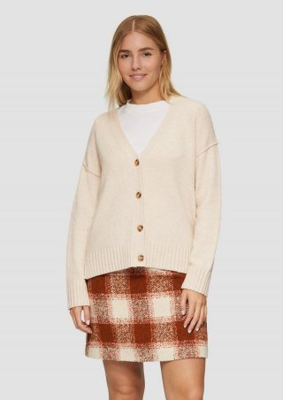 s.Oliver Strickjacke mit Ziernähten und Schlitz am Saum - beige