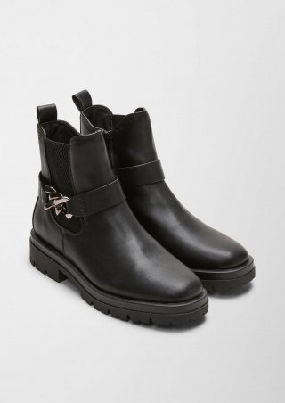s.Oliver Boots mit Schmuck-Detail - schwarz