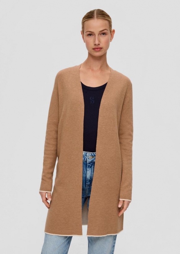 s.Oliver Long-Cardigan in Doubleface-Qualität - sandstein
