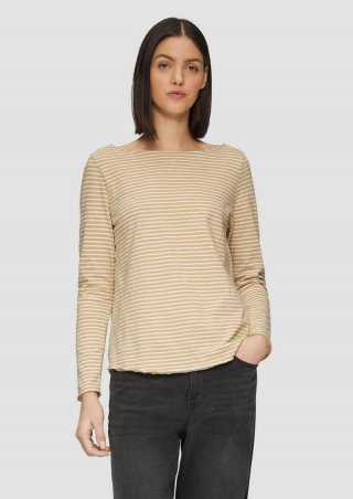 s.Oliver Longsleeve mit Flammgarnstruktur und U-Boot-Ausschnitt - beige