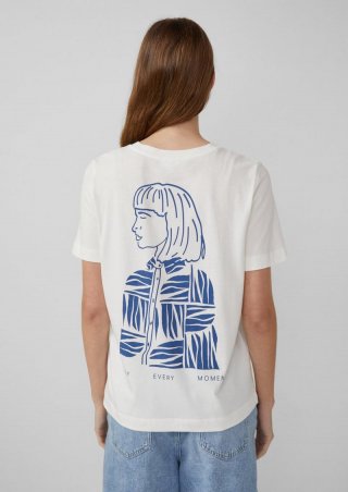 s.Oliver T-Shirt im Relaxed Fit mit Front- und Rückenprint - creme