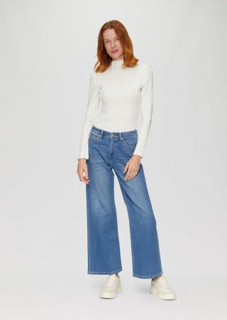 s.Oliver Enganliegendes Langarmshirt mit Naht-Details - ecru