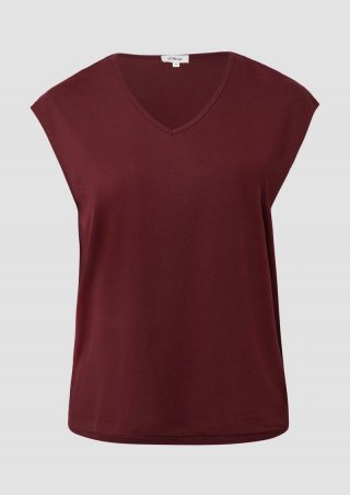 s.Oliver T-Shirt mit V-Ausschnitt im Relaxed Fit - bordeaux