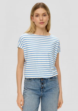 s.Oliver Gestreiftes T-Shirt - royalblau