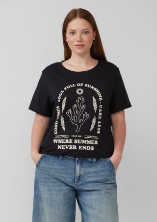 s.Oliver Baumwoll T-Shirt mit Frontprint - schwarz