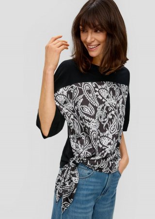 s.Oliver T-Shirt mit Knoten-Detail - schwarz