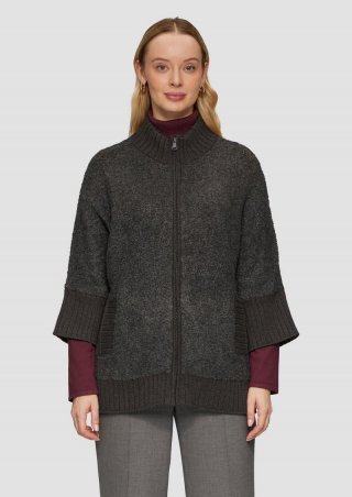 s.Oliver Strickjacke aus Bouclé aus im Wollmix - dunkelgrau