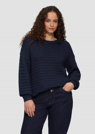 s.Oliver Strickpullover mit Strukturmuster - tiefblau
