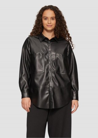 s.Oliver Hemdbluse in Lederoptik - schwarz