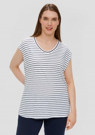 s.Oliver T-Shirt mit V-Ausschnitt im Relaxed Fit - tiefblau