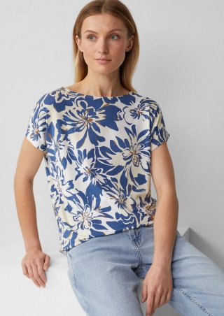 s.Oliver Fließendes Jersey-Shirt mit überschnittenen Schultern - creme