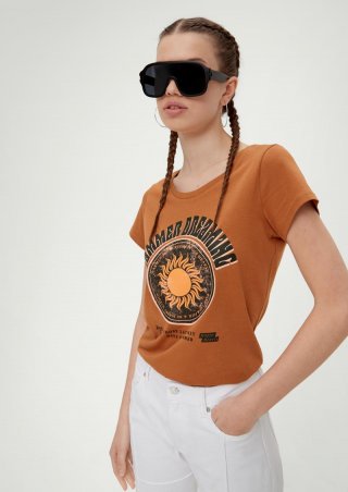 s.Oliver T-Shirt aus reiner Baumwolle - zimt