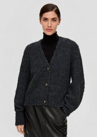 s.Oliver Verkürzte Strickjacke aus Alpakamix - dunkelgrau