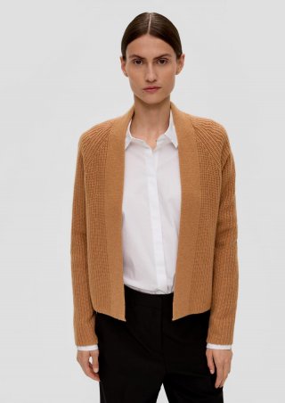 s.Oliver Kurzer Cardigan aus Wollmix - cognac