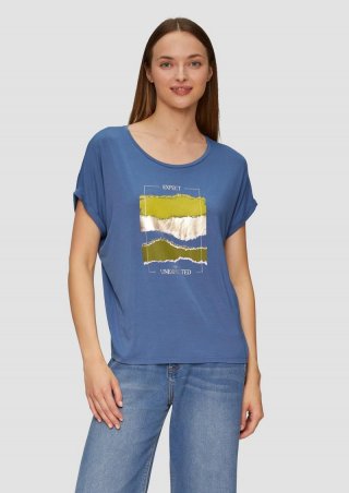 s.Oliver T-Shirt aus Viskosestretch mit Frontprint - blau