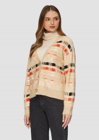 s.Oliver Strickjacke mit Rippbündchen und Knopfleiste - beige