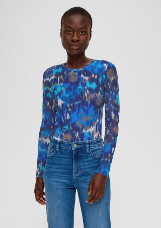 s.Oliver Langarmshirt aus Mesh - navy