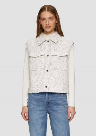 s.Oliver Bouclé-Weste mit aufgesetzten Taschen - beige