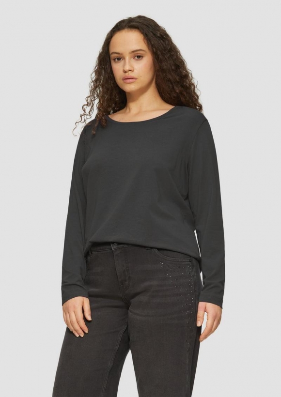 s.Oliver Longsleeve aus Baumwollmix - dunkelgrau
