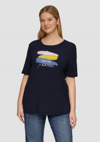 s.Oliver T-Shirt mit Rundhalsausschnitt und Front-Print - navy