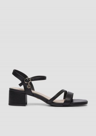 s.Oliver Sandalen mit Logo-Detail und Blockabsatz - schwarz