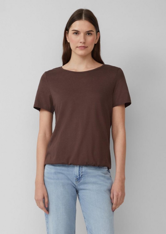 s.Oliver Jersey-T-Shirt im O-Shape mit Cut-out - mokka