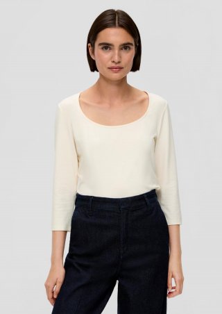 s.Oliver Longsleeve aus Baumwollstretch - natur